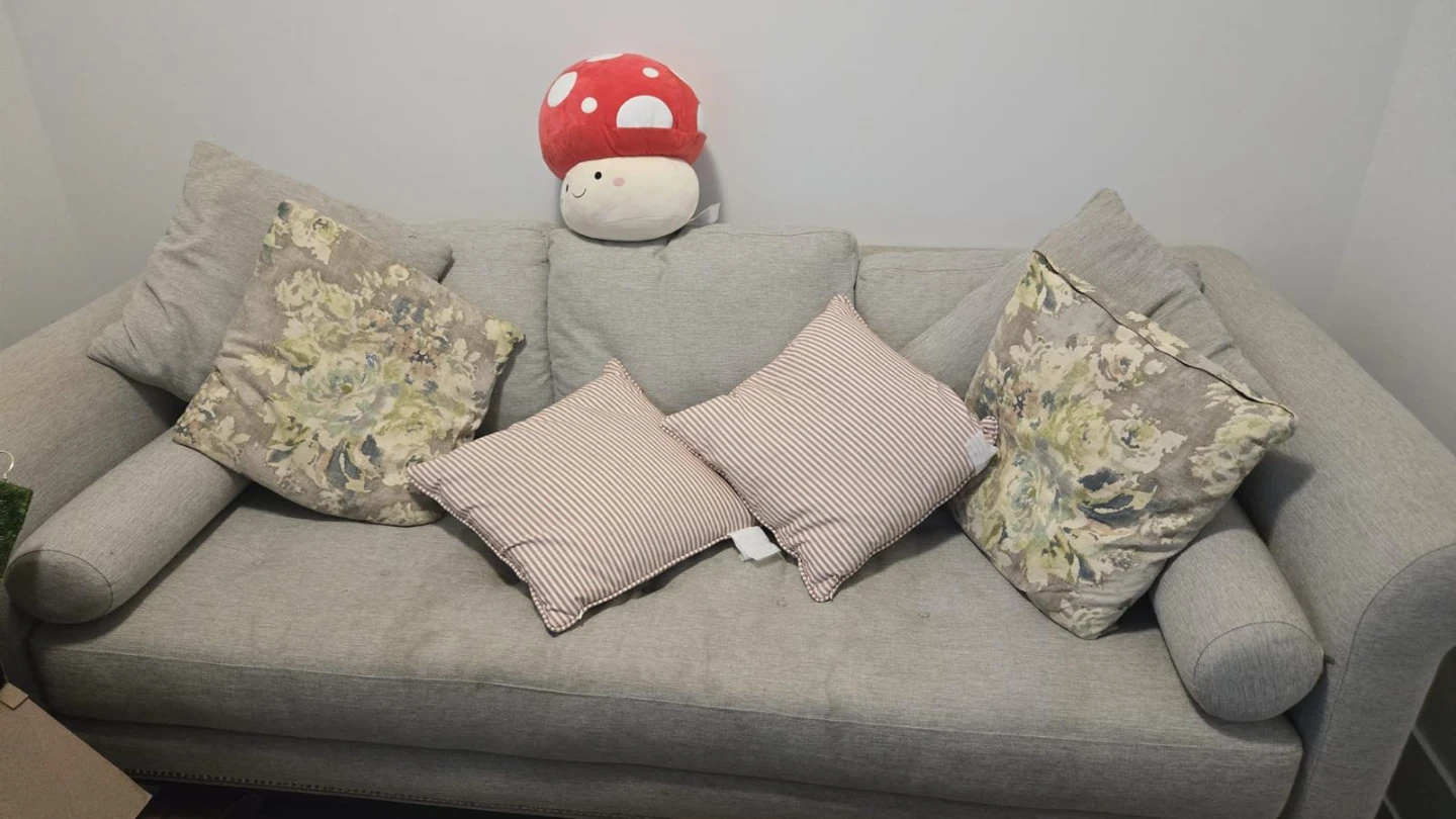 Light Grey Sofa with Accent Pillows. Super comfy 😌 - photo 3
