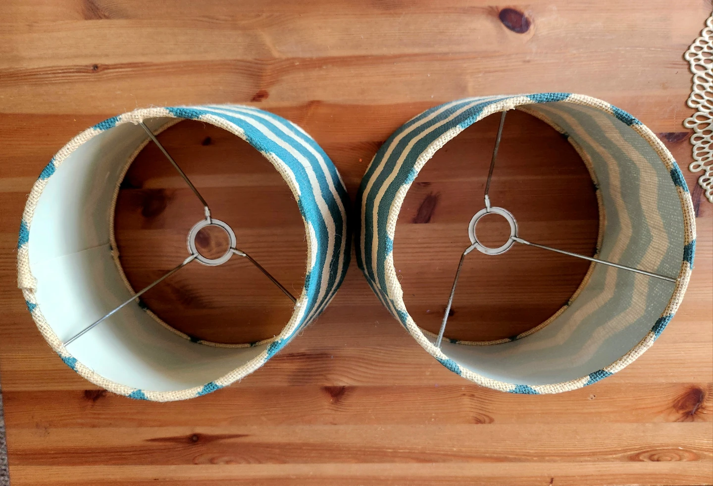 USED ~ Teal & Cream Chevron Lampshades (Set of 2) - photo 2