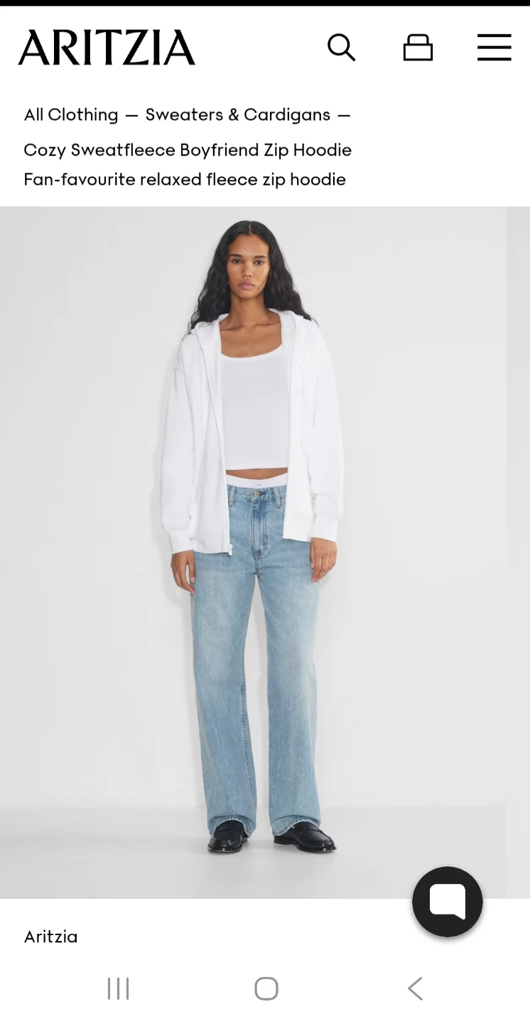 ARITZIA Cozy Sweatfleece Boyfriend Zip Hoodie - White - XS - photo 4
