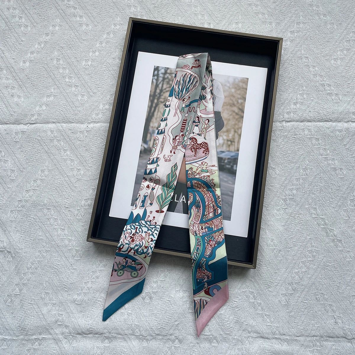 Chic 100% Mulberry Silk Twilly/Headband/Bag Wrap/Hair Ribbon - photo 3