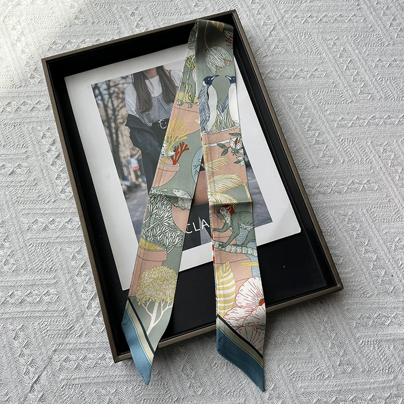 Chic 100% Mulberry Silk Twilly/Headband/Bag Wrap/Hair Ribbon - photo 5