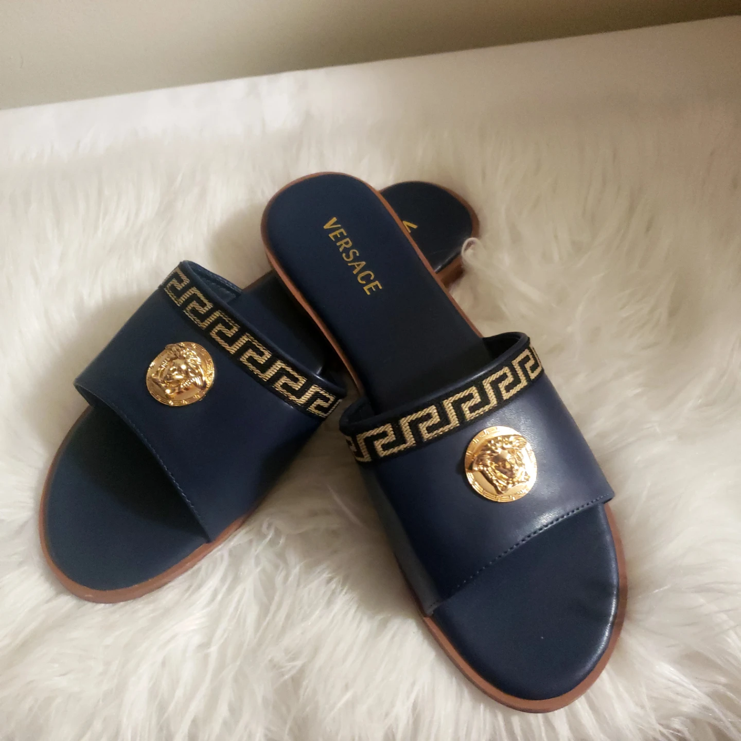 Brand new Versace Summer Flat Blue Slippers