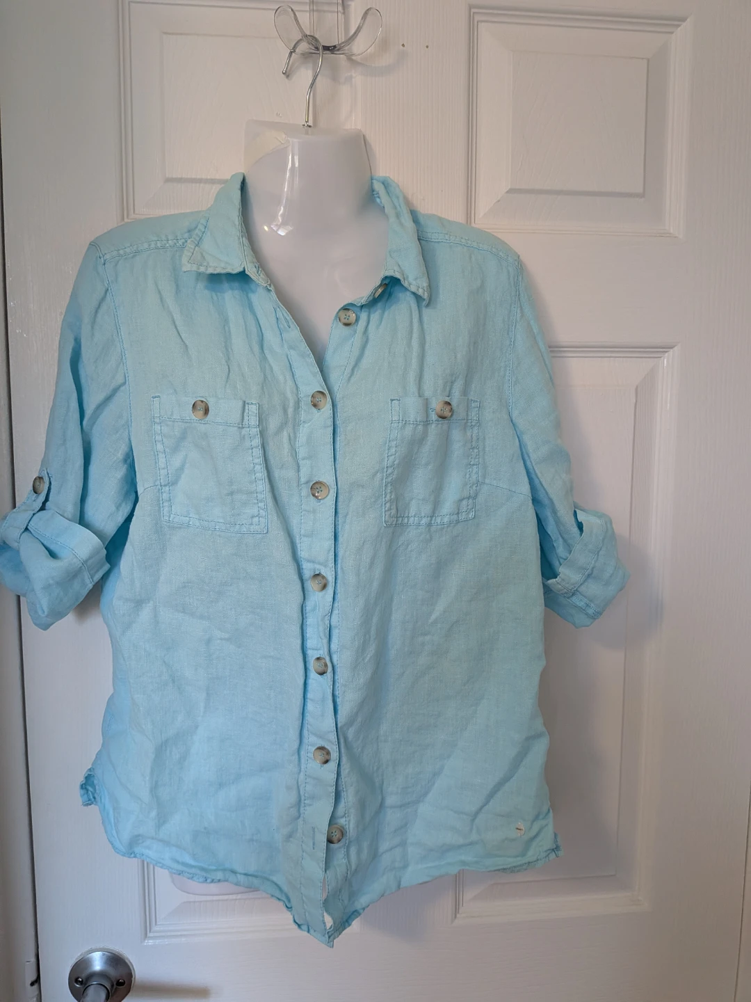 Olsen Light Blue Linen Button-Up Shirt