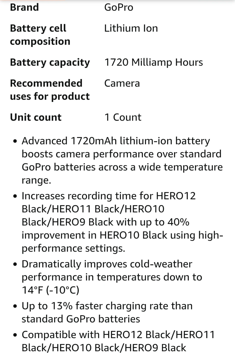 Enduro Battery (HERO12 Black/HERO11 Black/HERO10 Black/HERO9 ETC - photo 5