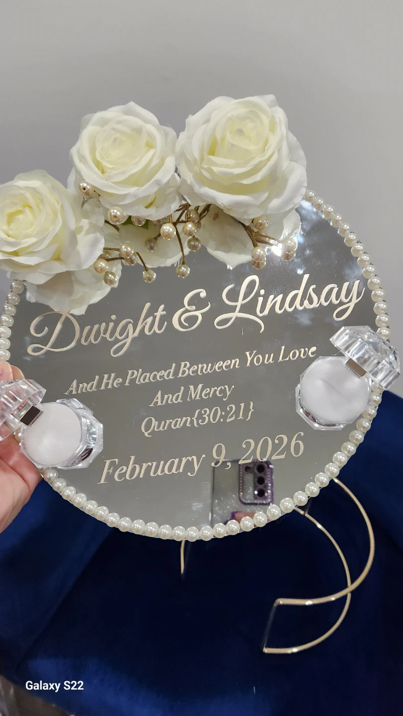 Custom Engraved Wedding Tray with Floral Embellishments - photo 2
