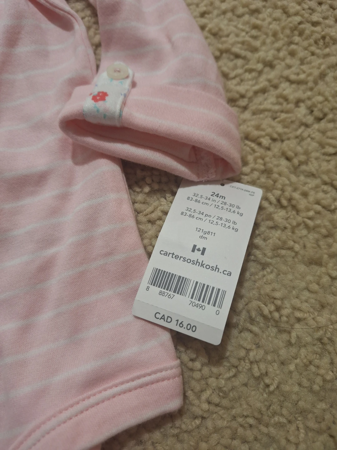 Carter's Baby Girl 24m  Long Sleeves Body Suit - photo 3