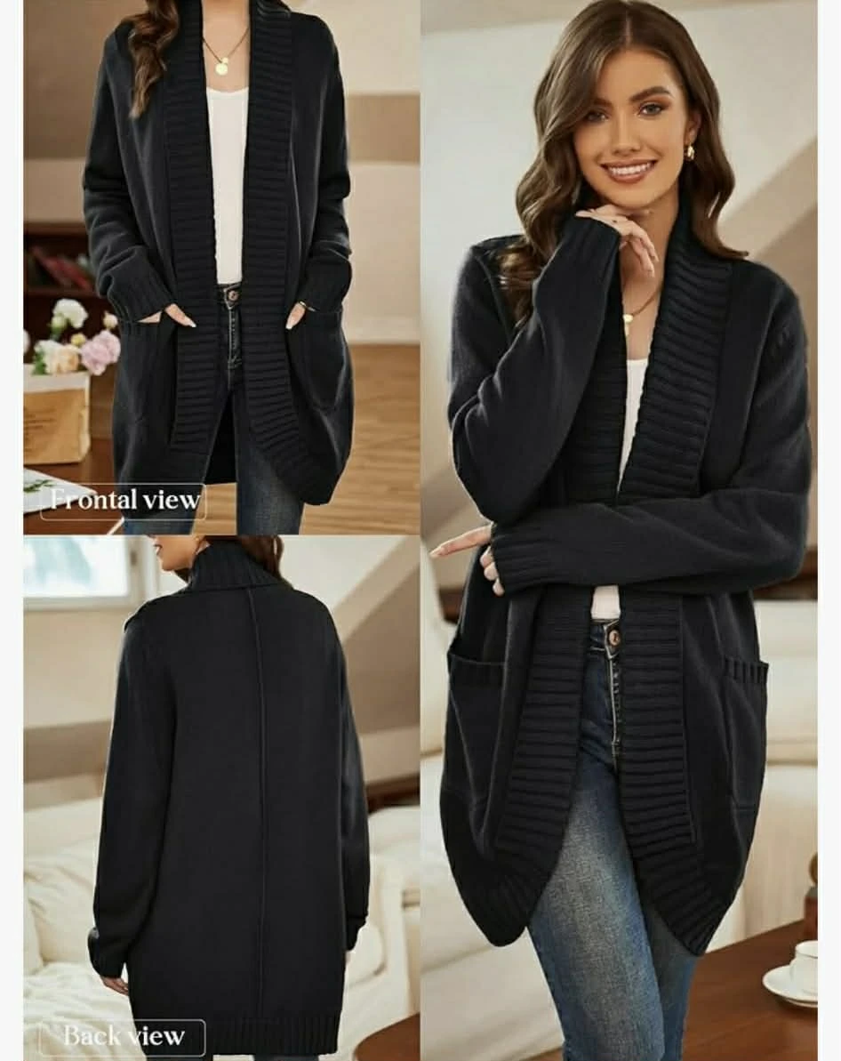 GRACE KARIN Black Open Front Cardigan XL