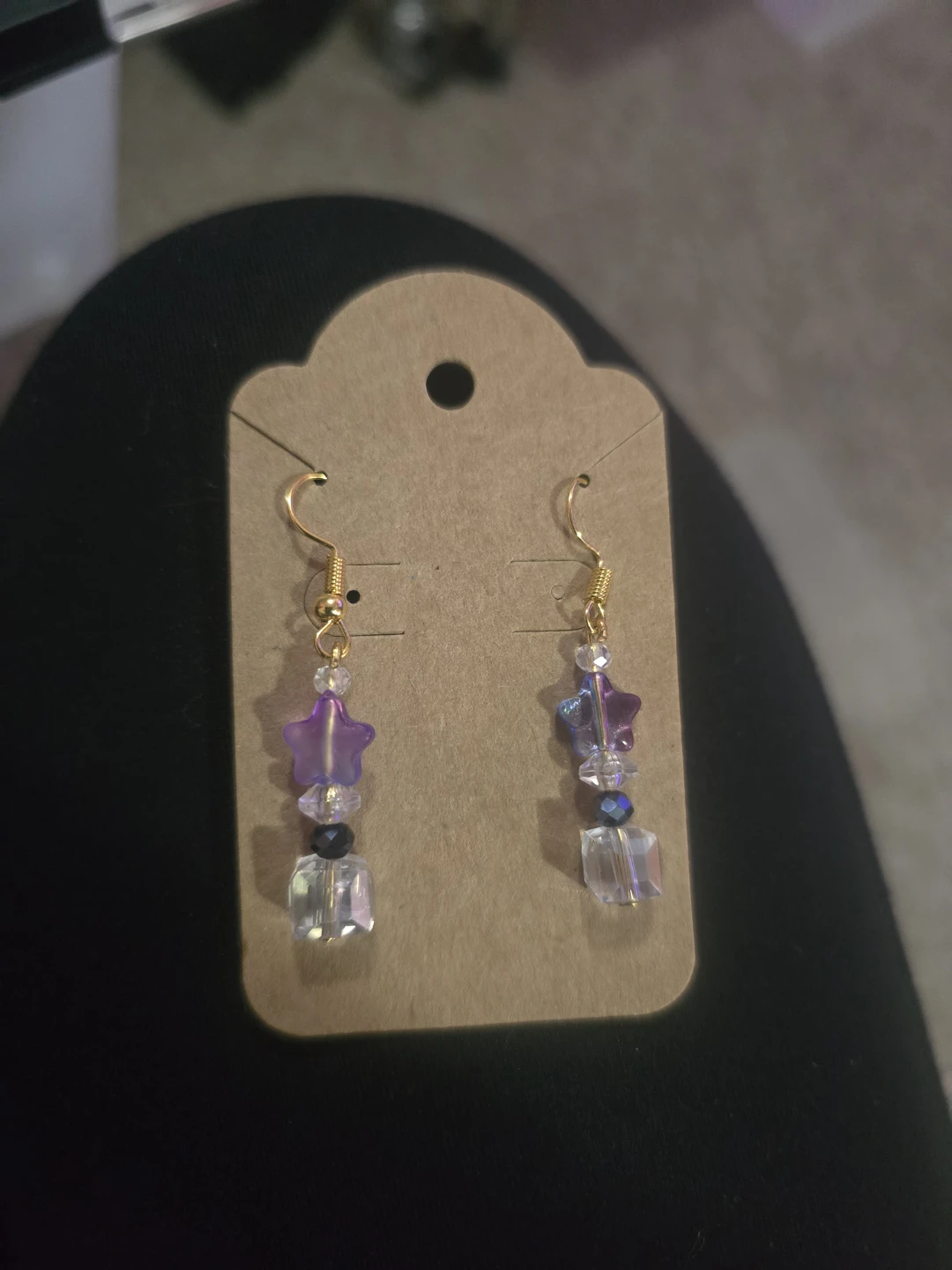Handmade Star and Crystal Dangle Earrings