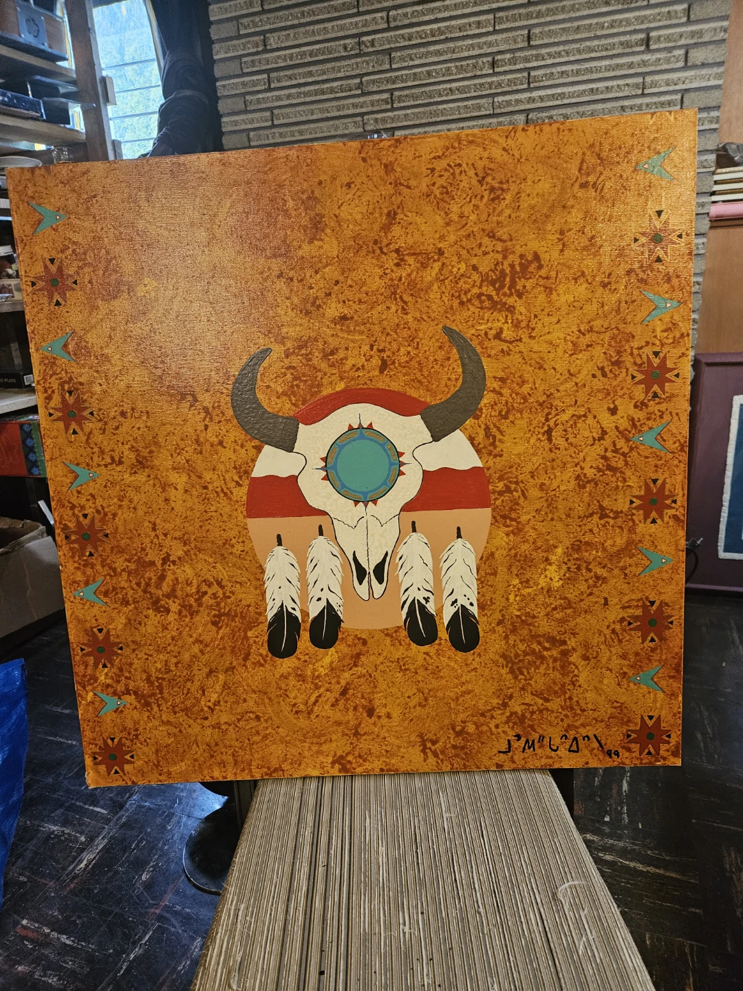 Original Artwork - Bull Skull & Feathers - photo 2