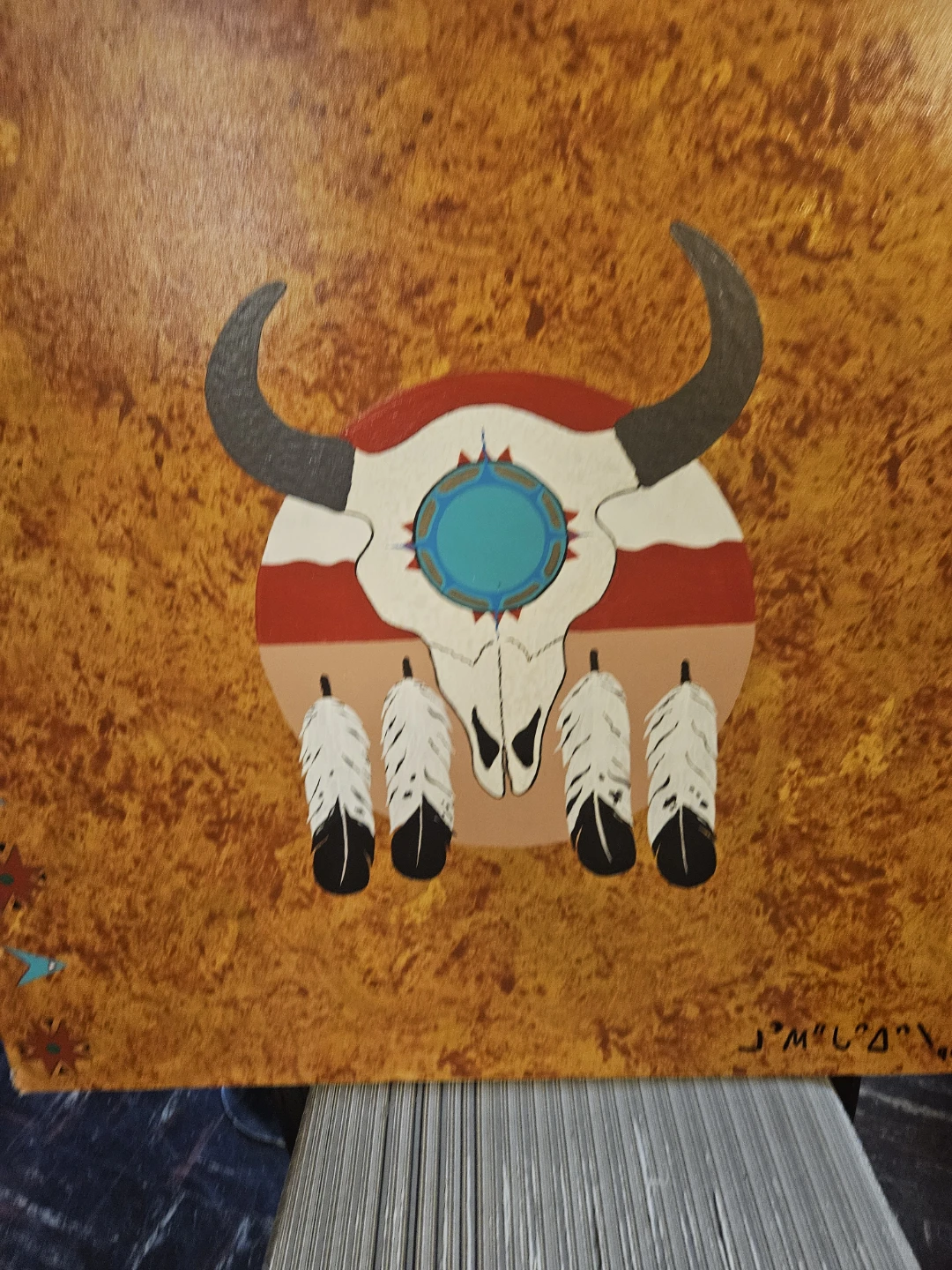 Original Artwork - Bull Skull & Feathers - photo 3