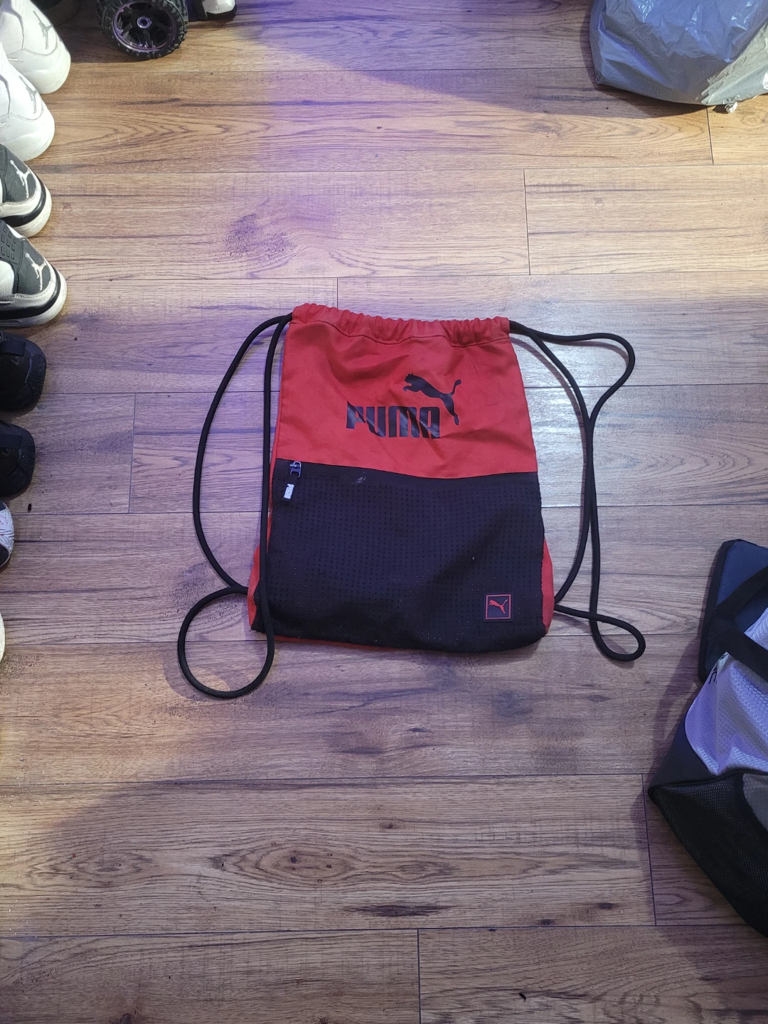 Puma Red and Black Drawstring Bag