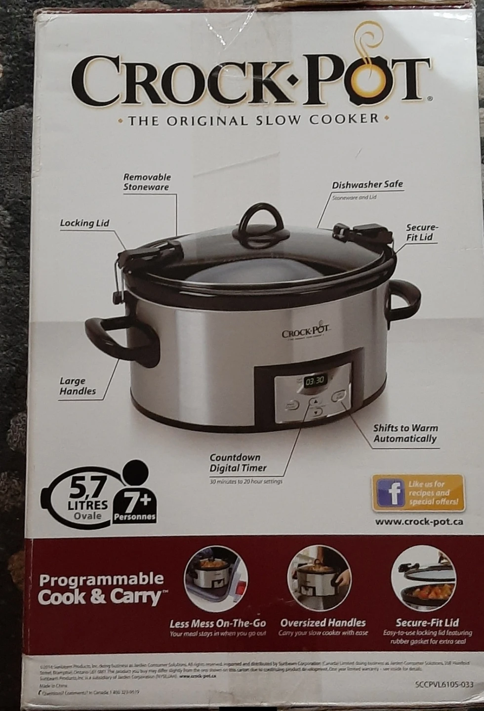 New Crock-Pot Programmable Cook & Carry Slow Cooker 5.7 Litres