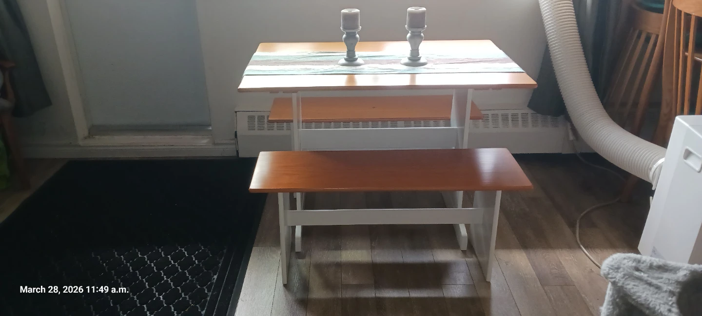Wooden Dining Table with Two Benches