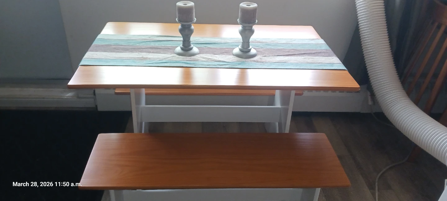 Wooden Dining Table with Two Benches - photo 3