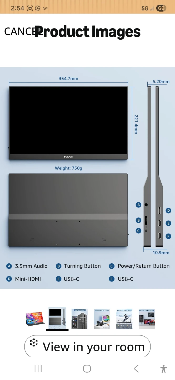 YODOIT 15.6" Portable Monitor - Full HD 1080P HDR - photo 2
