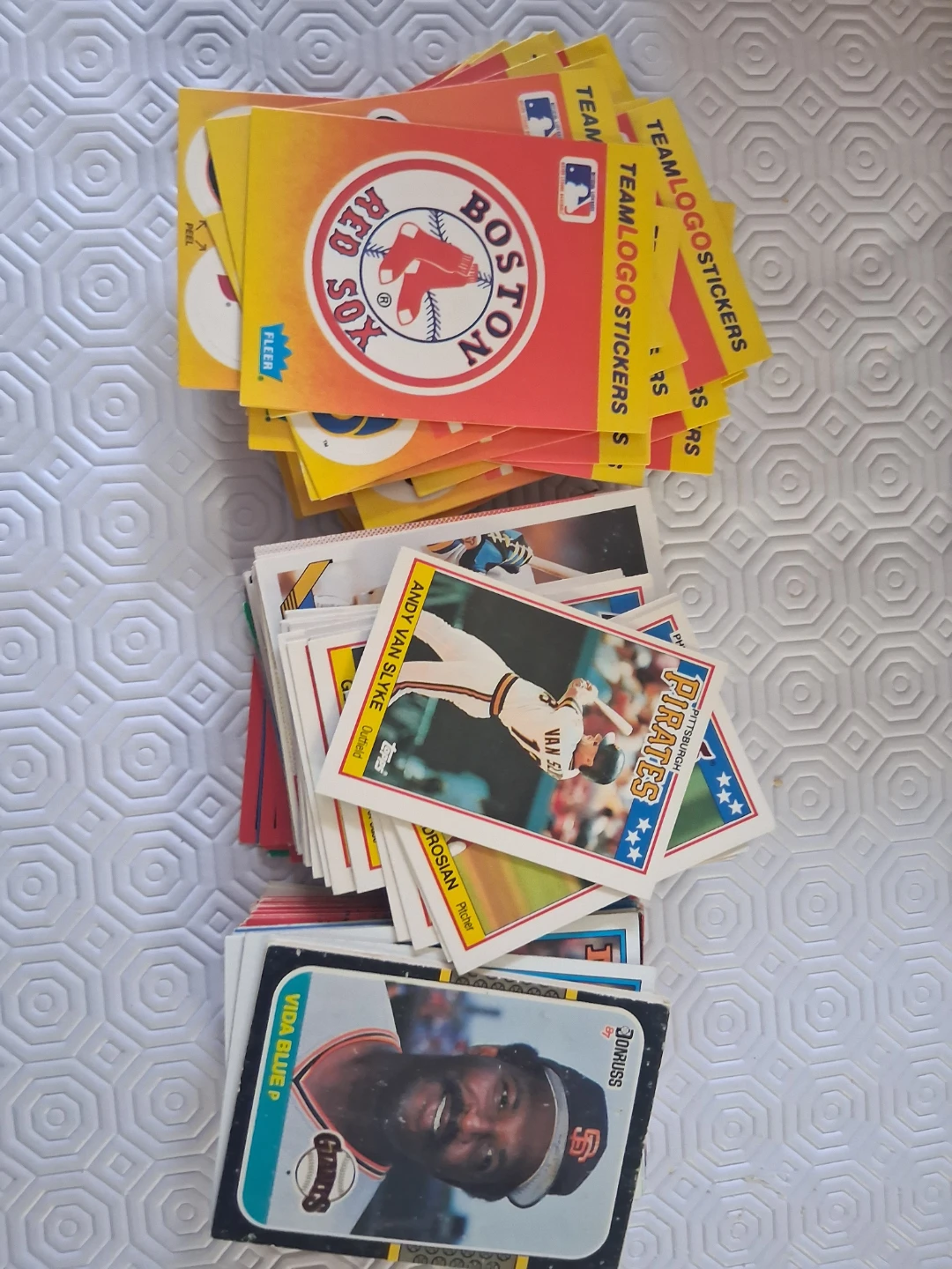 100+ baseball cards and many sticker cards!
