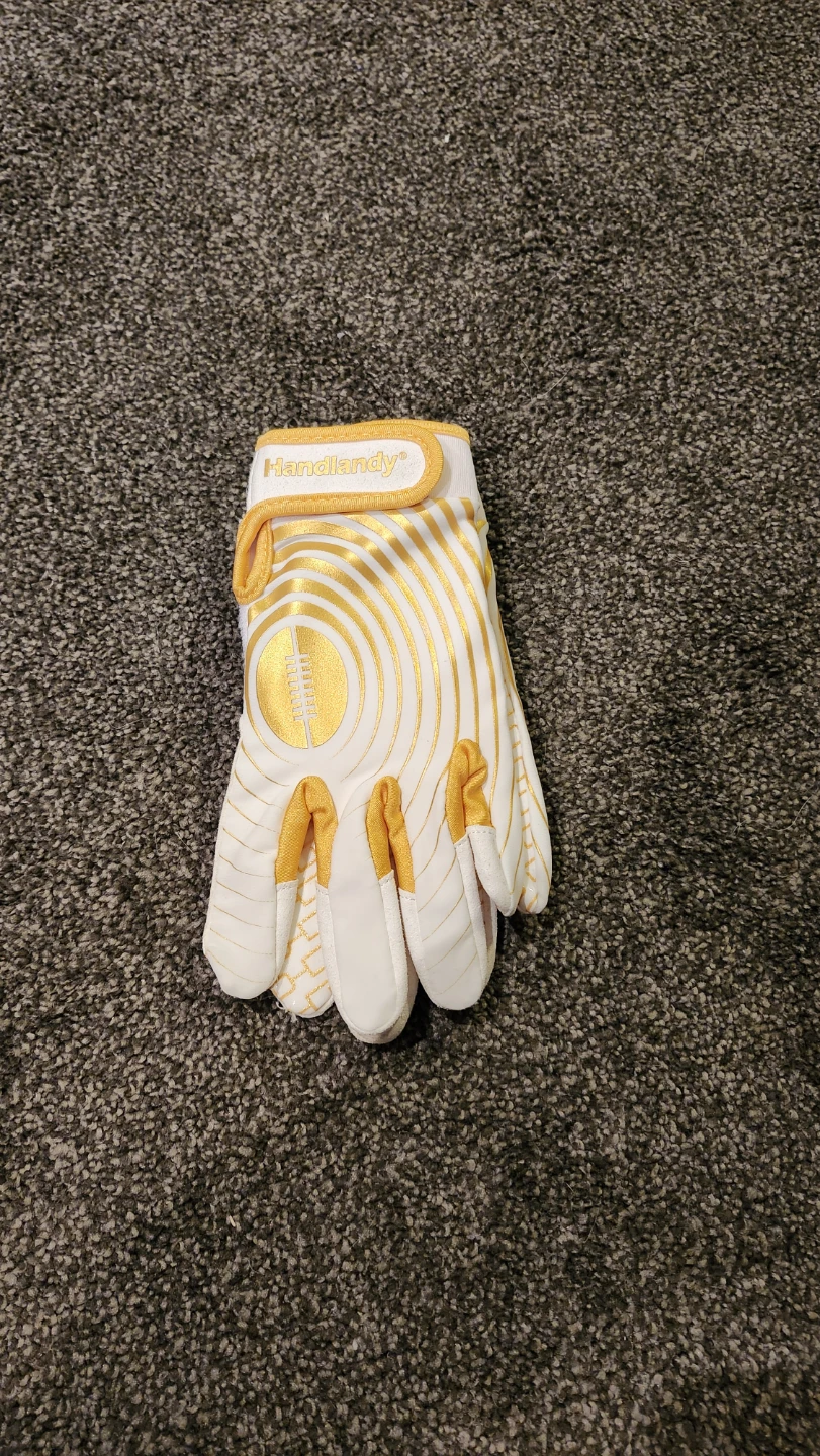 Handlandy White & Gold Football Gloves
