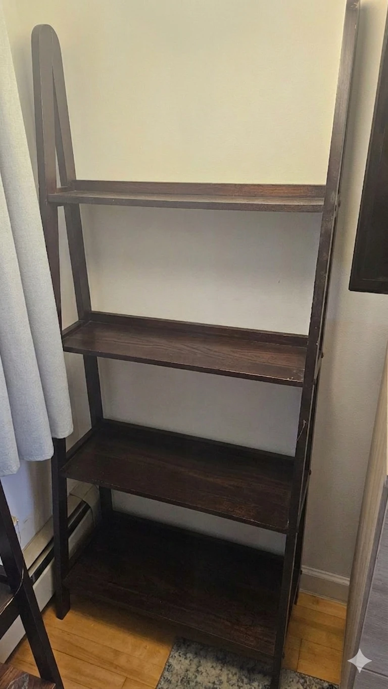 Dark Wood Ladder Bookshelf