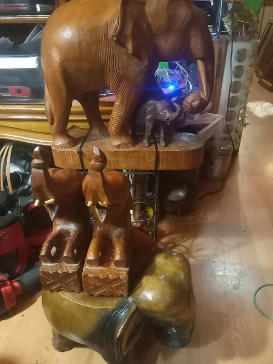 Carved wooden elephant stool