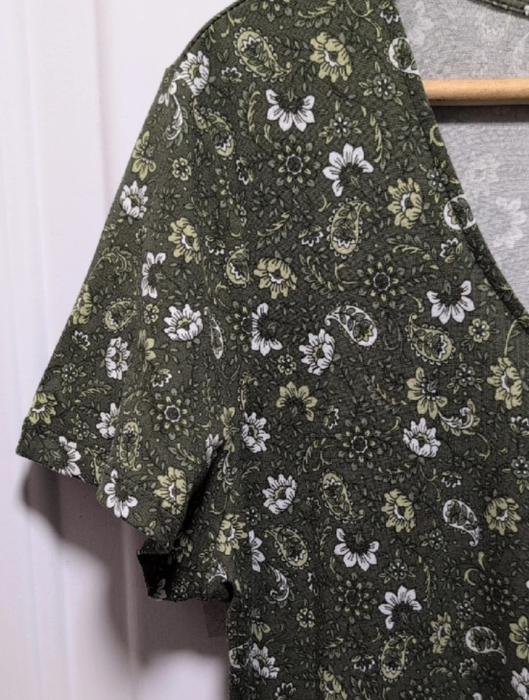 Lily Morgan Green Floral Print Button-Up Dress - Size L/G - photo 3