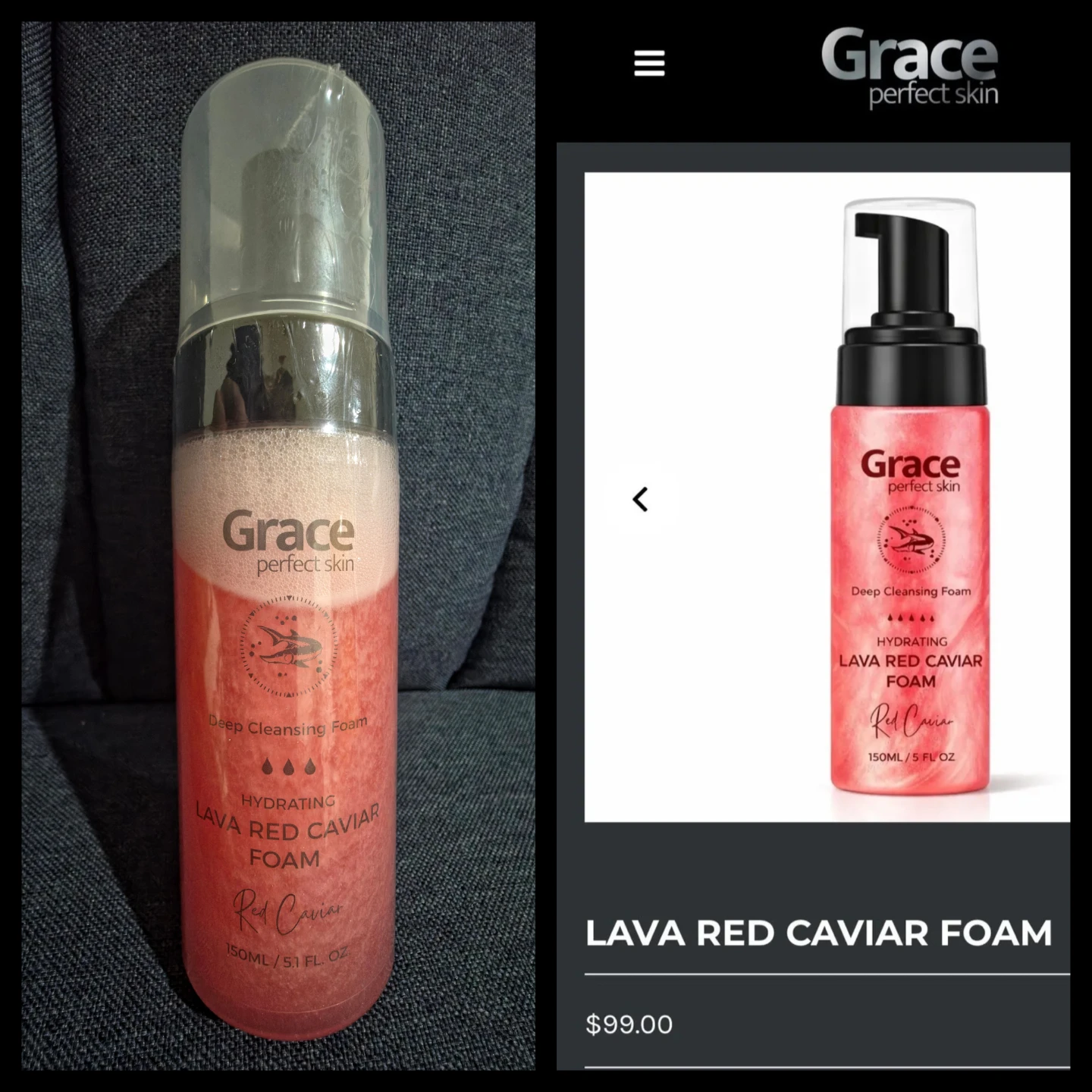 Grace Perfect Skin Hydrating Lava Red Caviar Deep Cleansing Foam