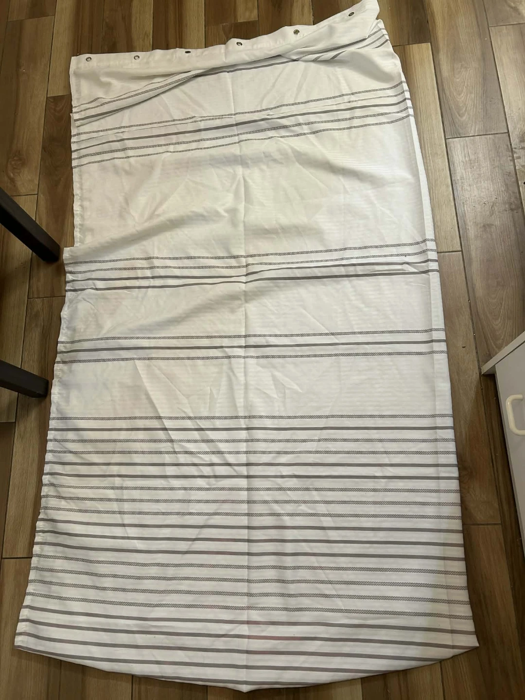 White Striped Fabric Shower Curtain