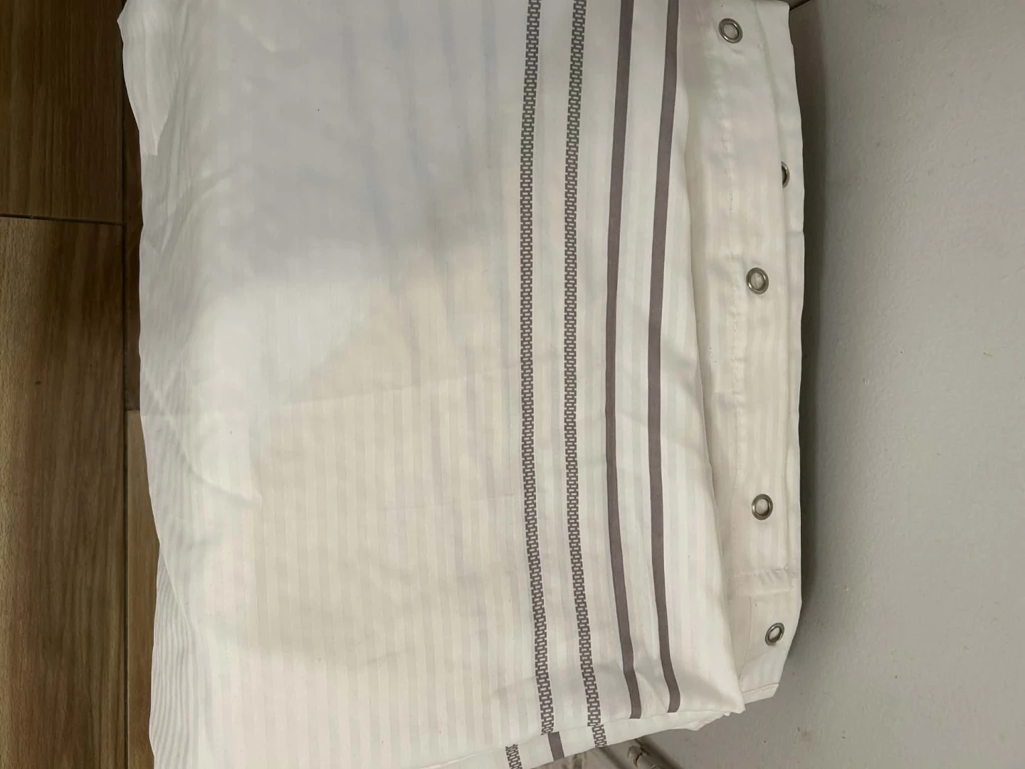 White Striped Fabric Shower Curtain - photo 3