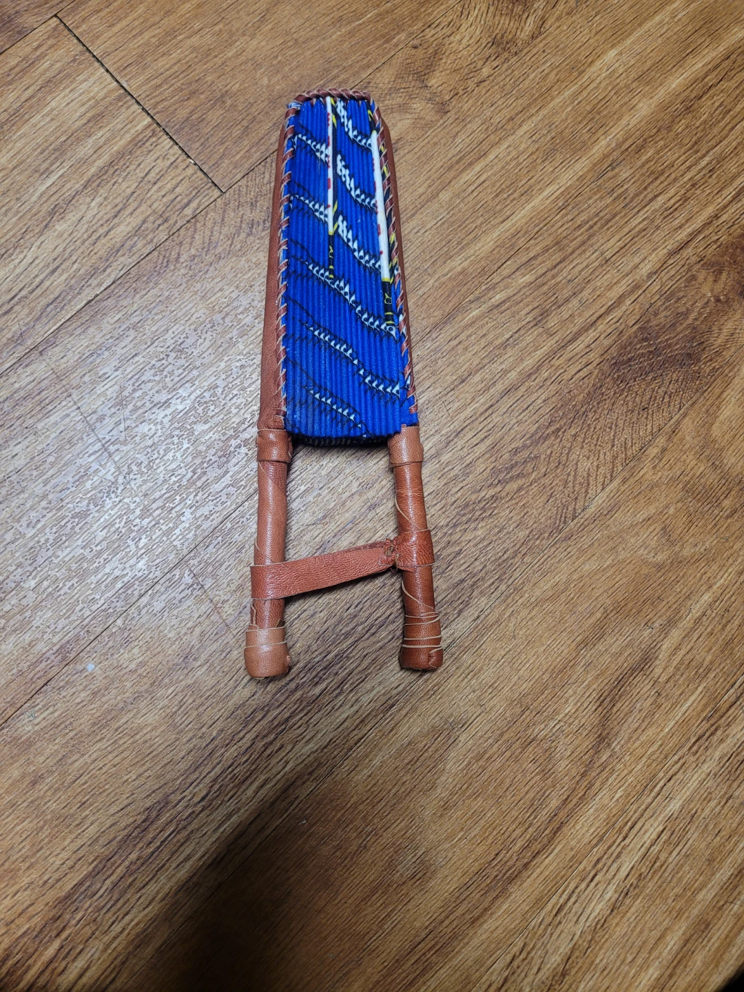 Handheld Folding Fan with Blue Pattern - photo 2