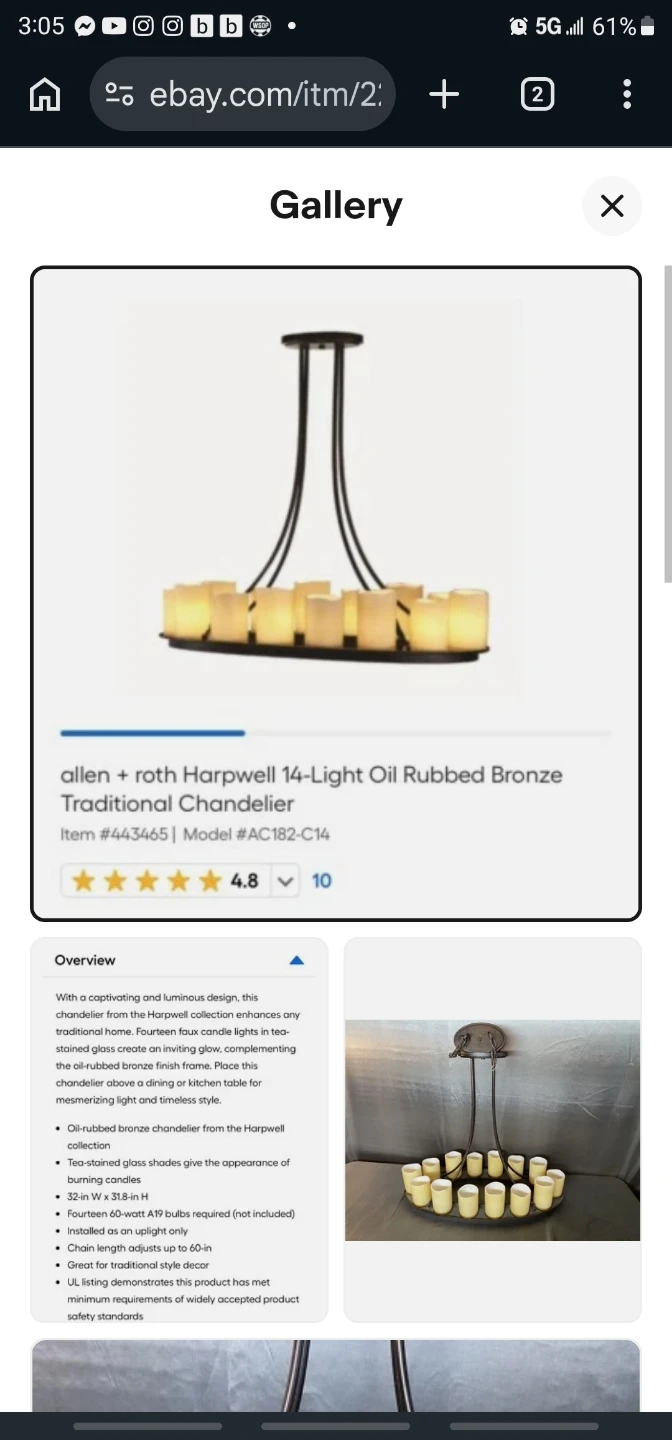 Allen + Roth 14-Light Oil Rubbed Bronze Traditional Chandelier
