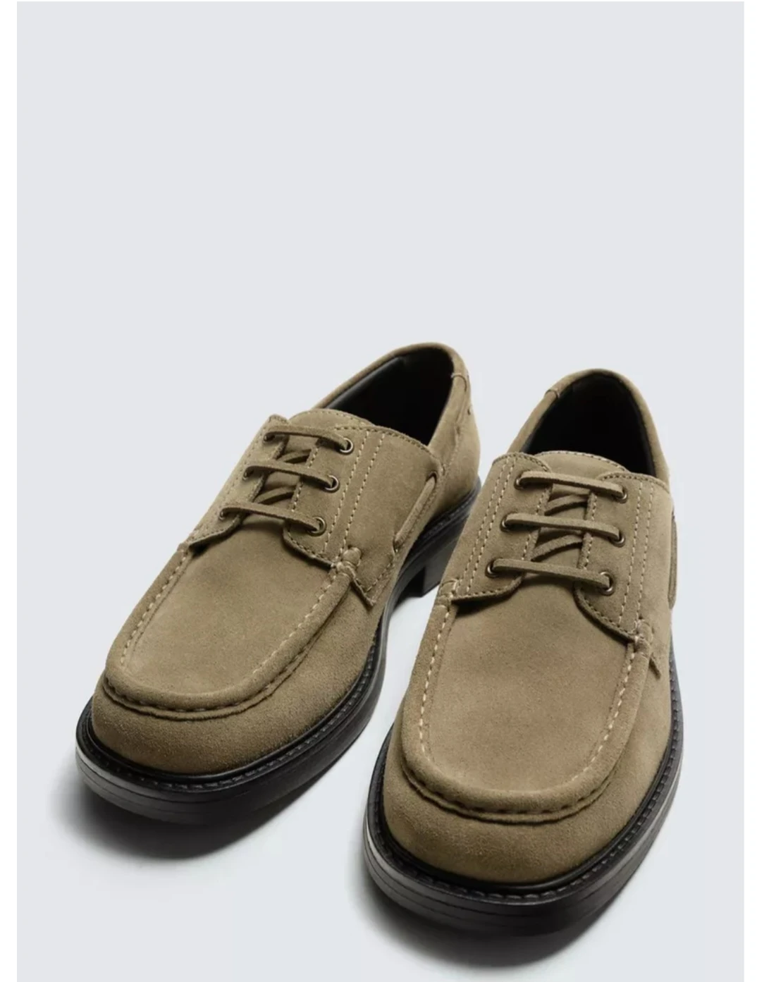 Zara Man Beige Suede Leather Dress Deck Shoes