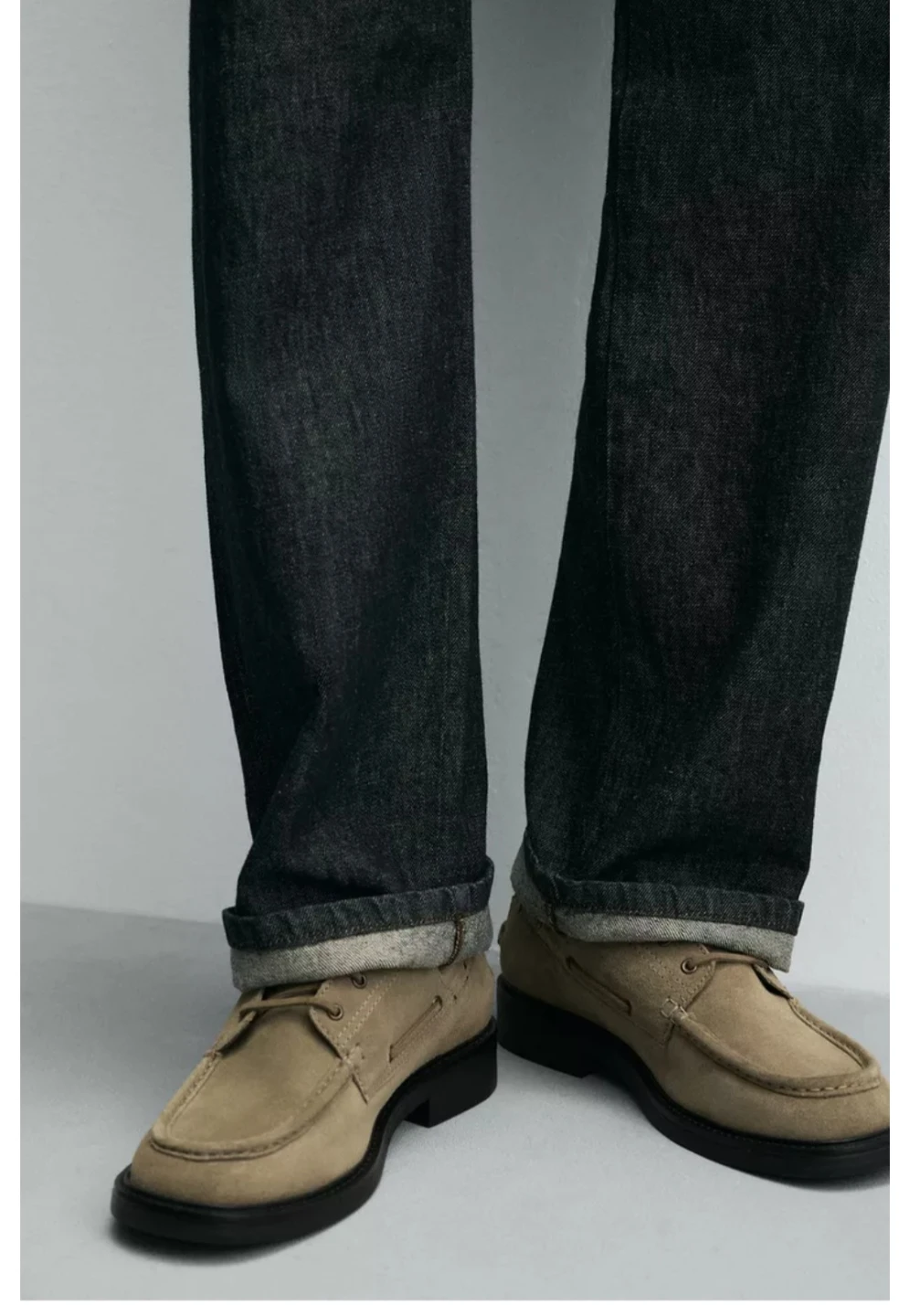 Zara Man Beige Suede Leather Dress Deck Shoes - photo 2