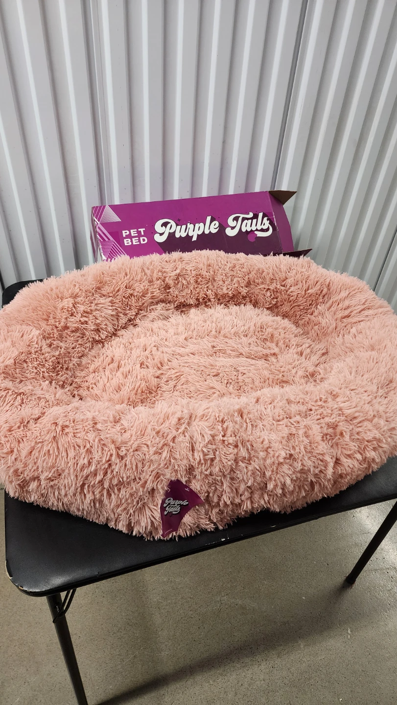 Purple Tails Pet Bed - Plush Round Dog Cat Bed - photo 2