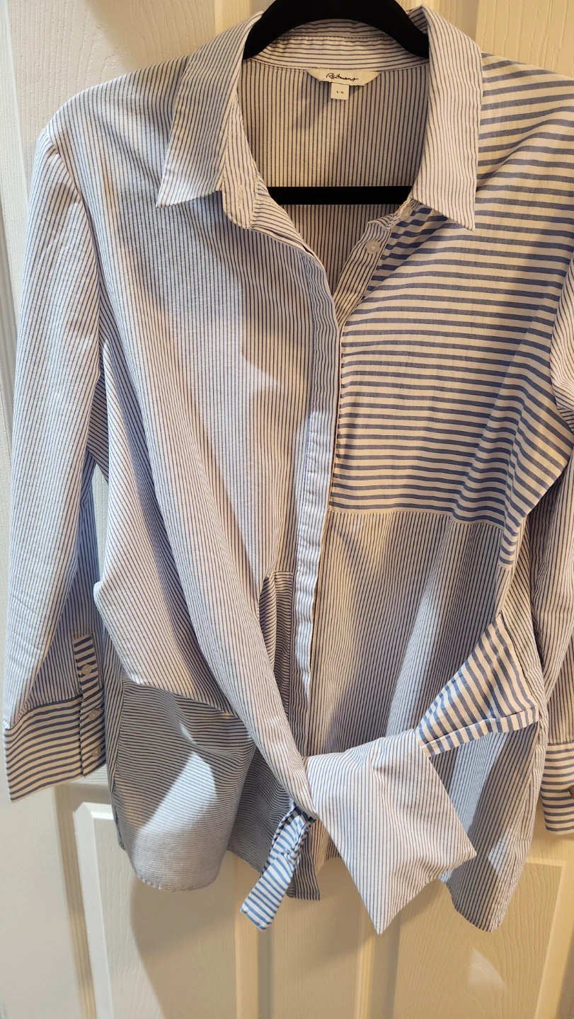 Striped Tie-Front Shirt - Size L - photo 3