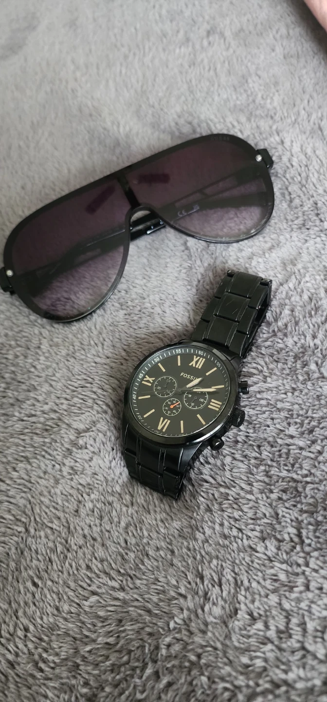 Fossil Chronograph Watch with Black Metal Band