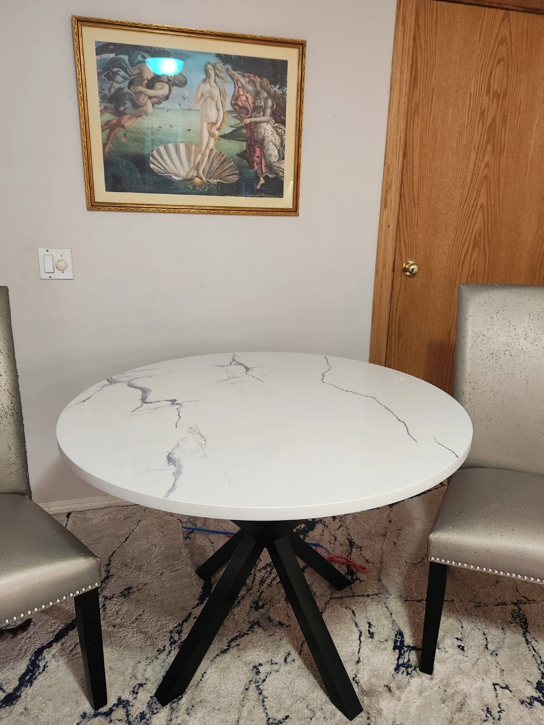 Round Dining Table with Marble Top 42"
