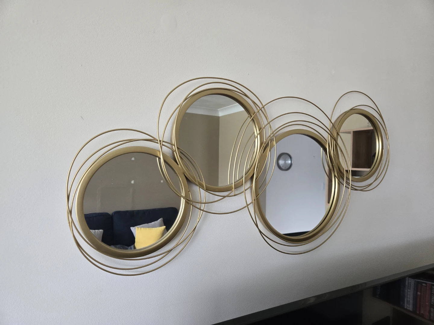 Gold Metal Wall Mirror with Interlocking Circles