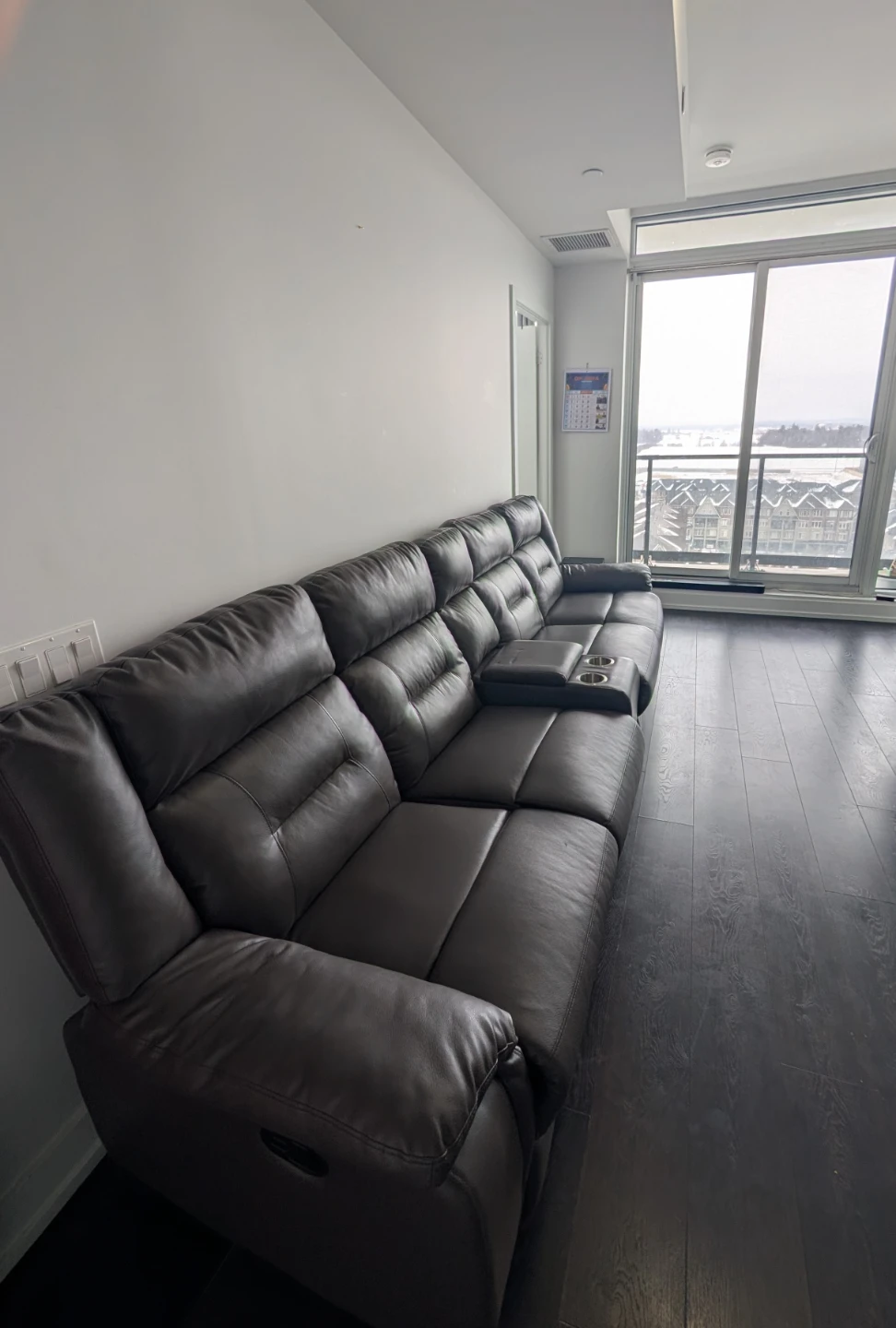 Reclining Sectional Sofa with Cup Holders - Gray Faux Leather - photo 5