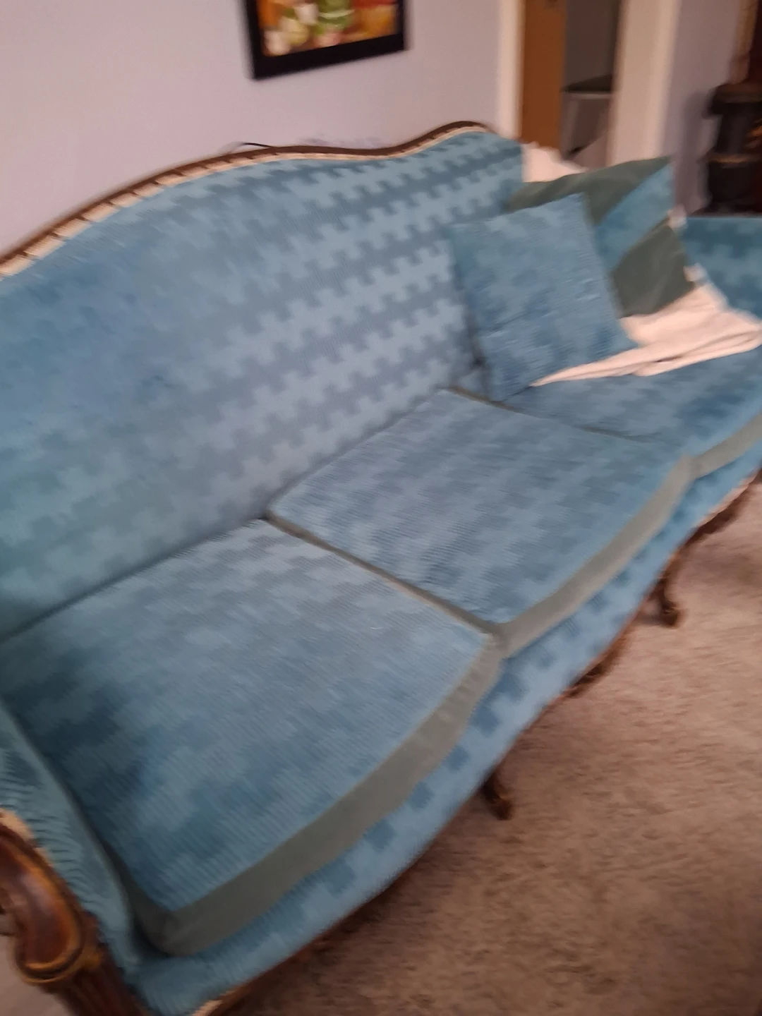 Antique Blue Sofa and Armchair Set - photo 5