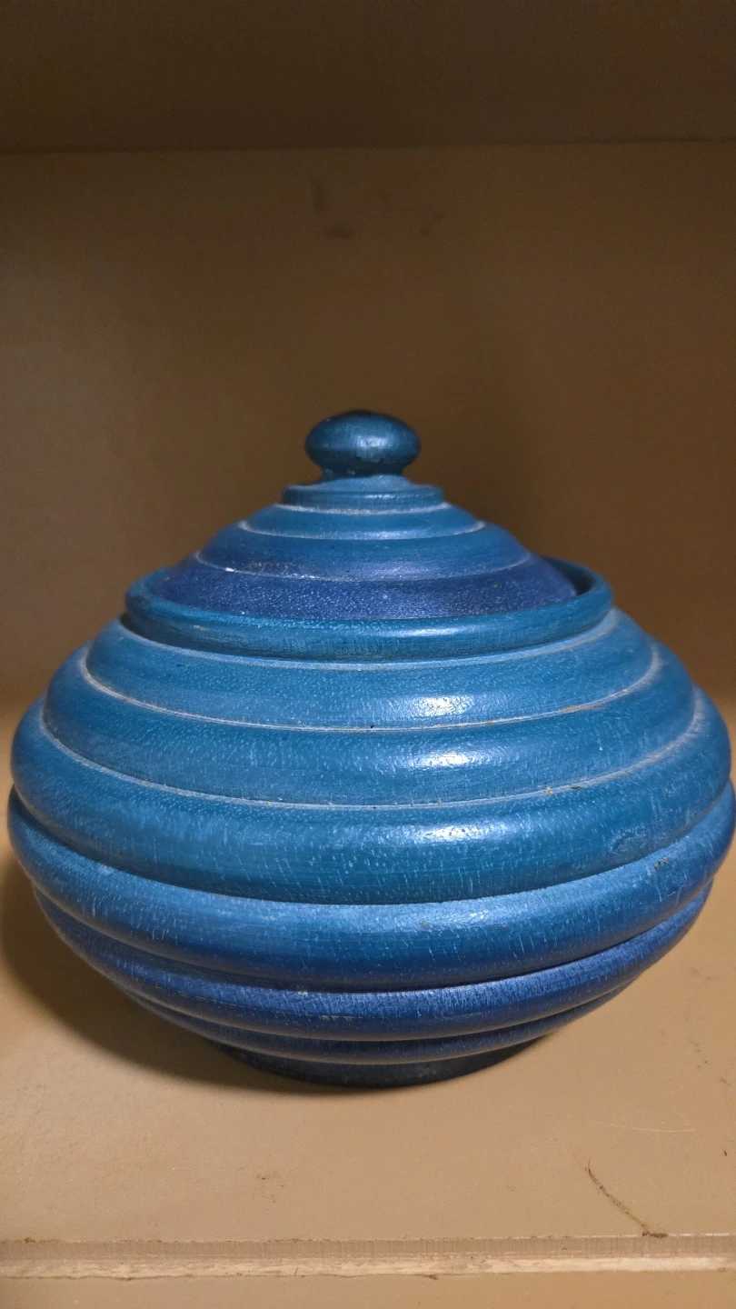 Blue Ceramic Decorative Pot with Lid