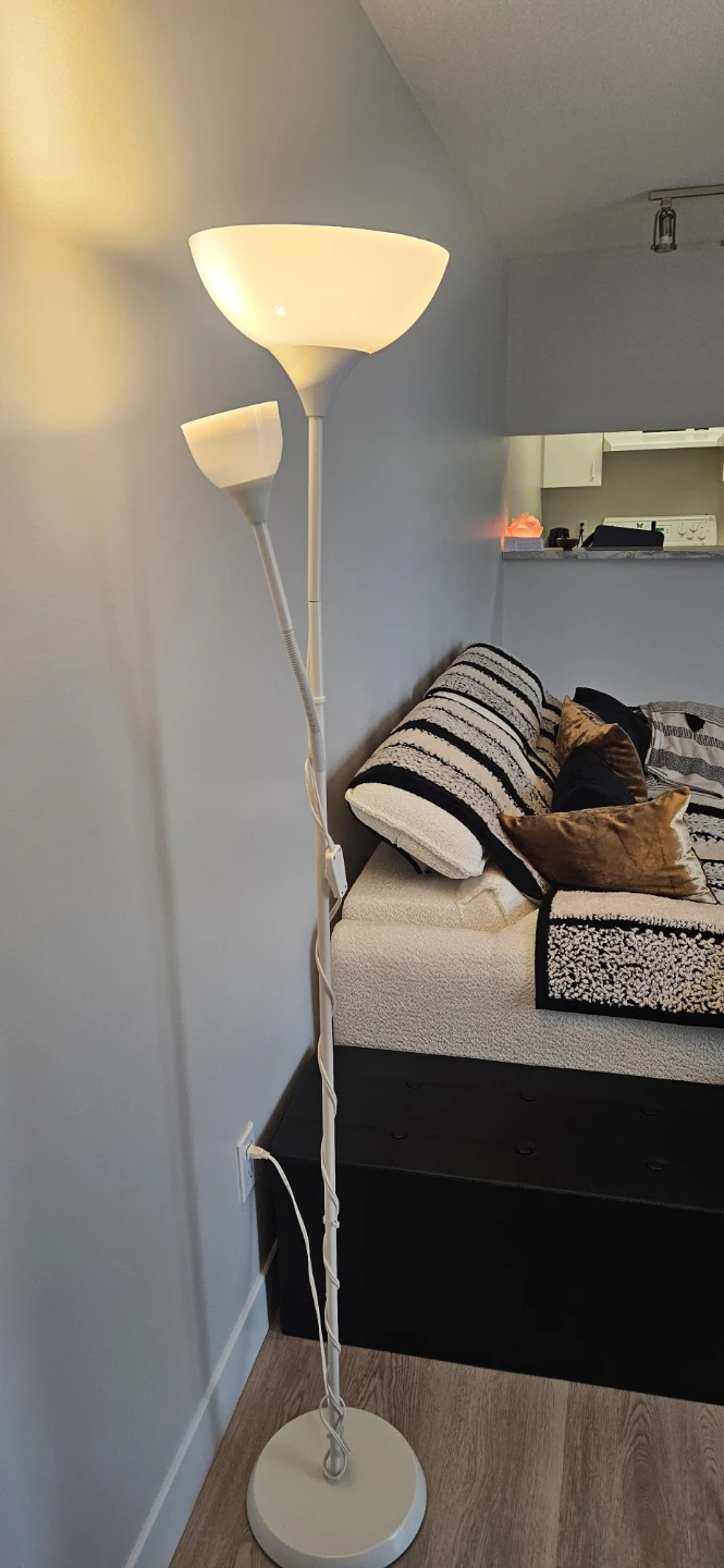 White floor lamp with adjustable reading light - photo 2