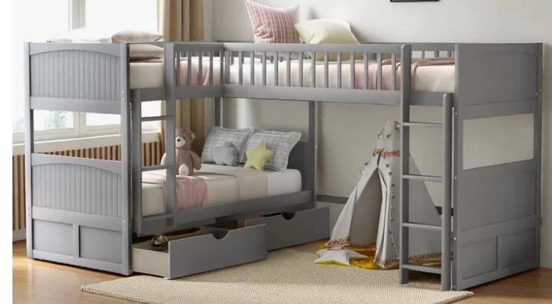 Gennifer Kids Twin Over Twin Bunk Bed with Drawers
