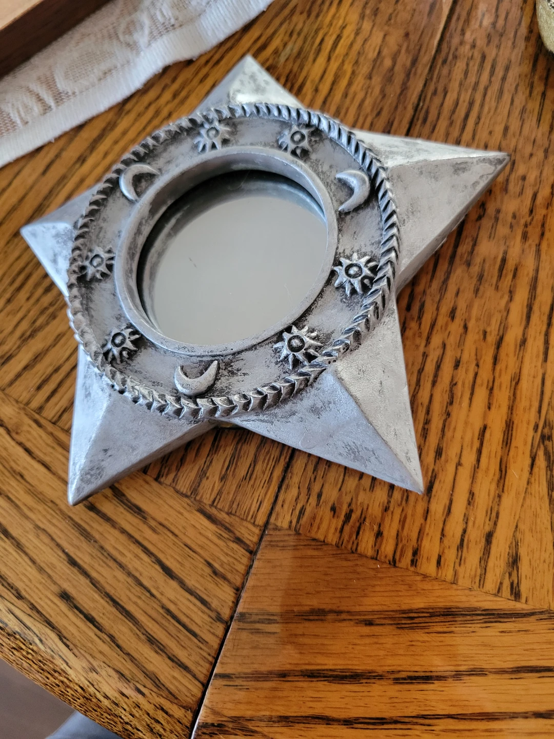 Celestrial Star Mirror with Moon and Sun Accents
