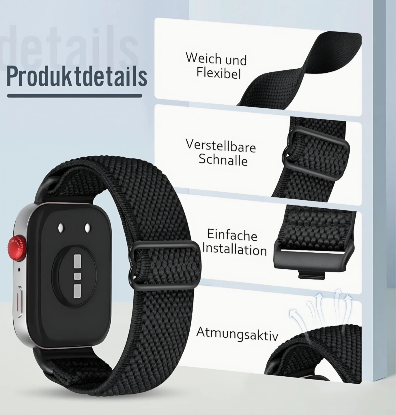 Elastic Nylon Watch Band for Huawei Watch Fit 3,4 and 4 Pro. - photo 2
