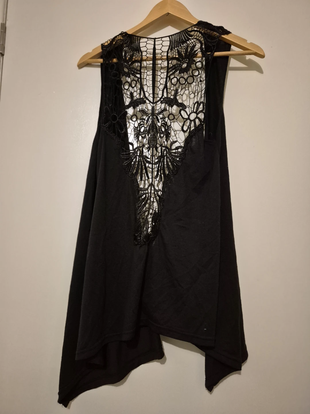 Black Lace Back Vest