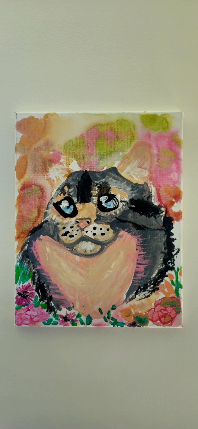 Hand-Painted Cat Portrait Canvas Art  🌱