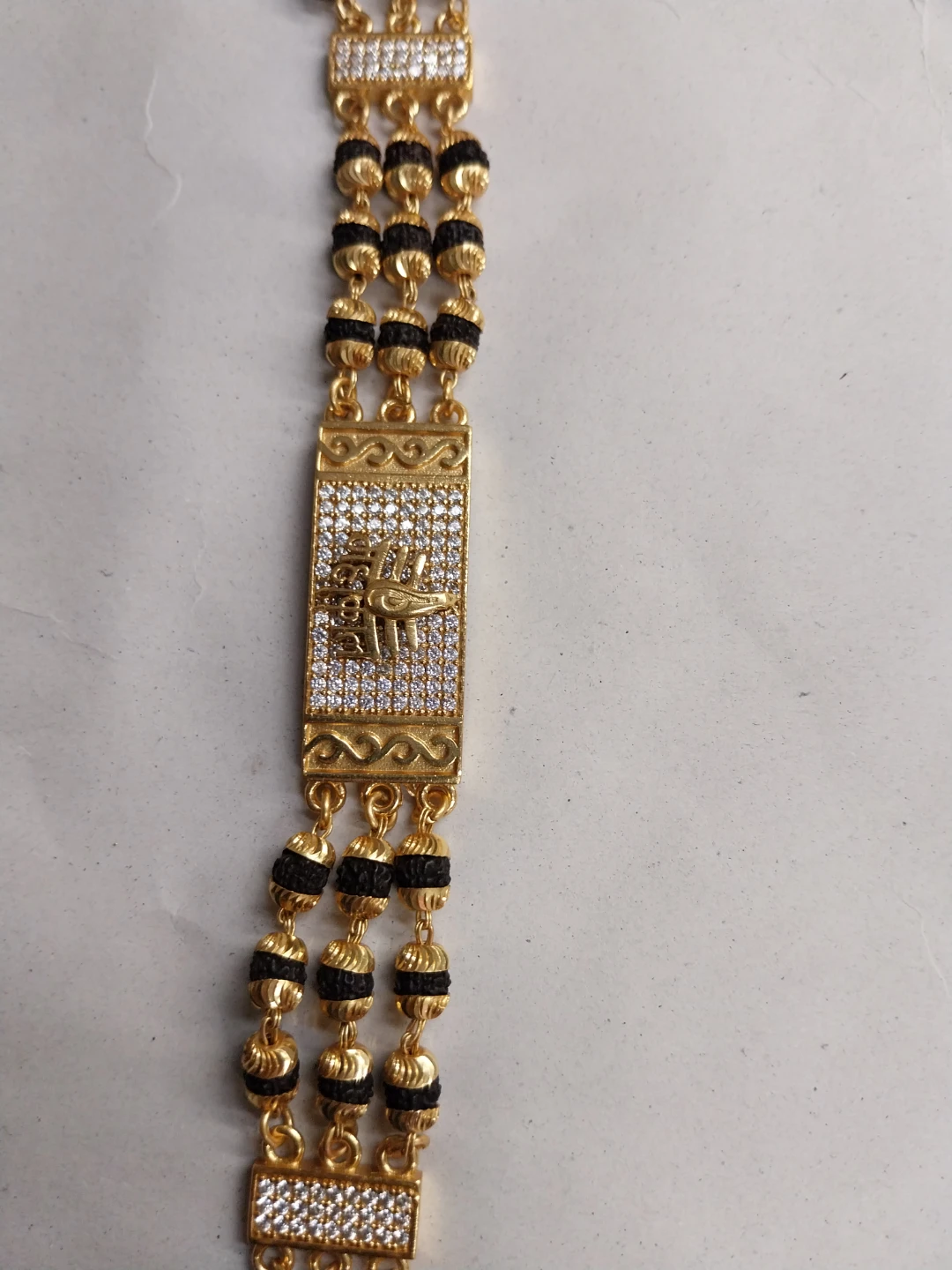 Gold Tone Bracelet with Black Beads and Rhinestones - photo 2