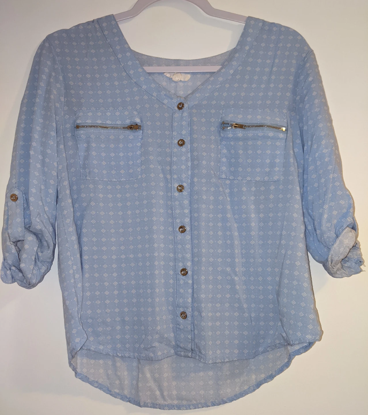 Women's Blouse (Light Blue and White)