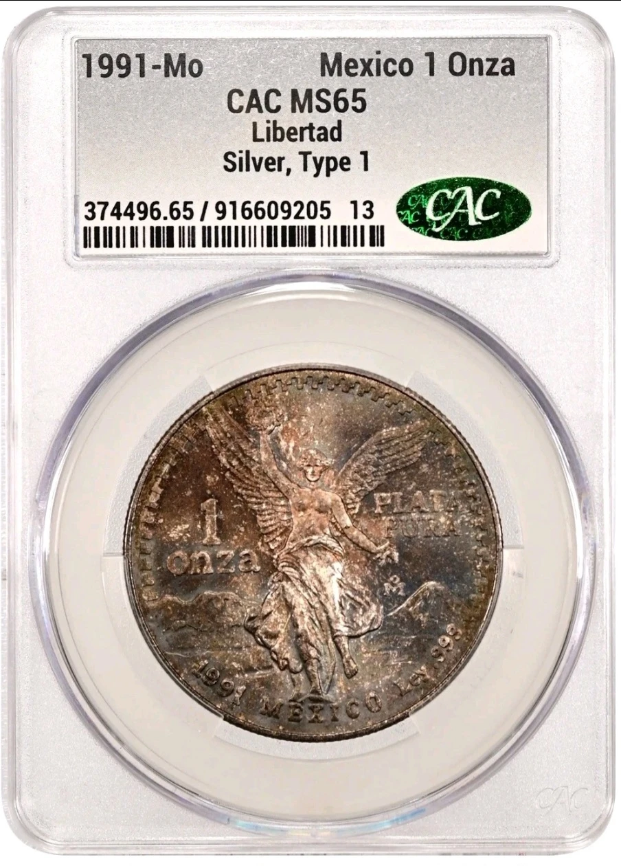 🔥🔥Better Date 1991–1 Ounce Silver Libertad  MS-65, HUGE Toner!🔥🔥