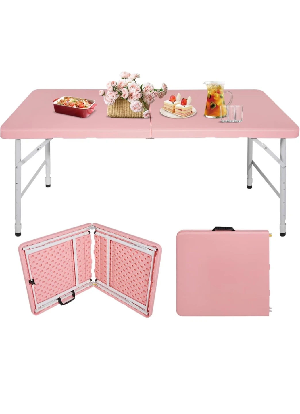 Pink Folding Utility Table