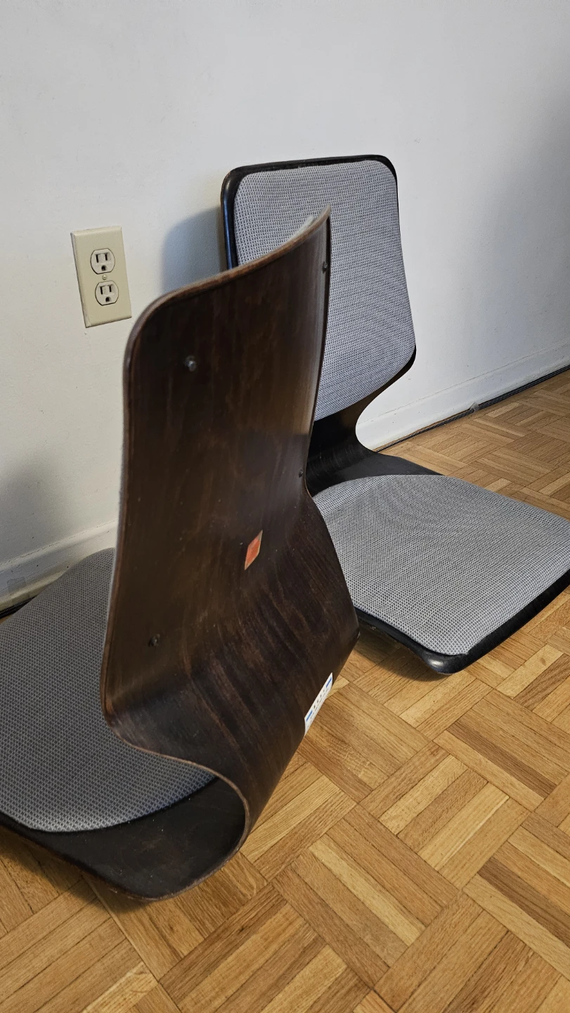 Wood and Grey Fabric Floor Chairs (Set of 2) - photo 2